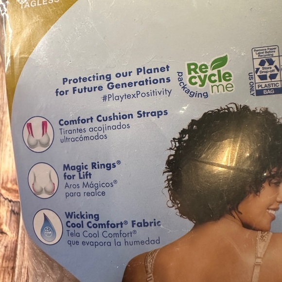 Playtex 18 Hour Bra Wirefree Ultimate Lift & Support Nude Comfort Size 42D - Picture 13 of 15